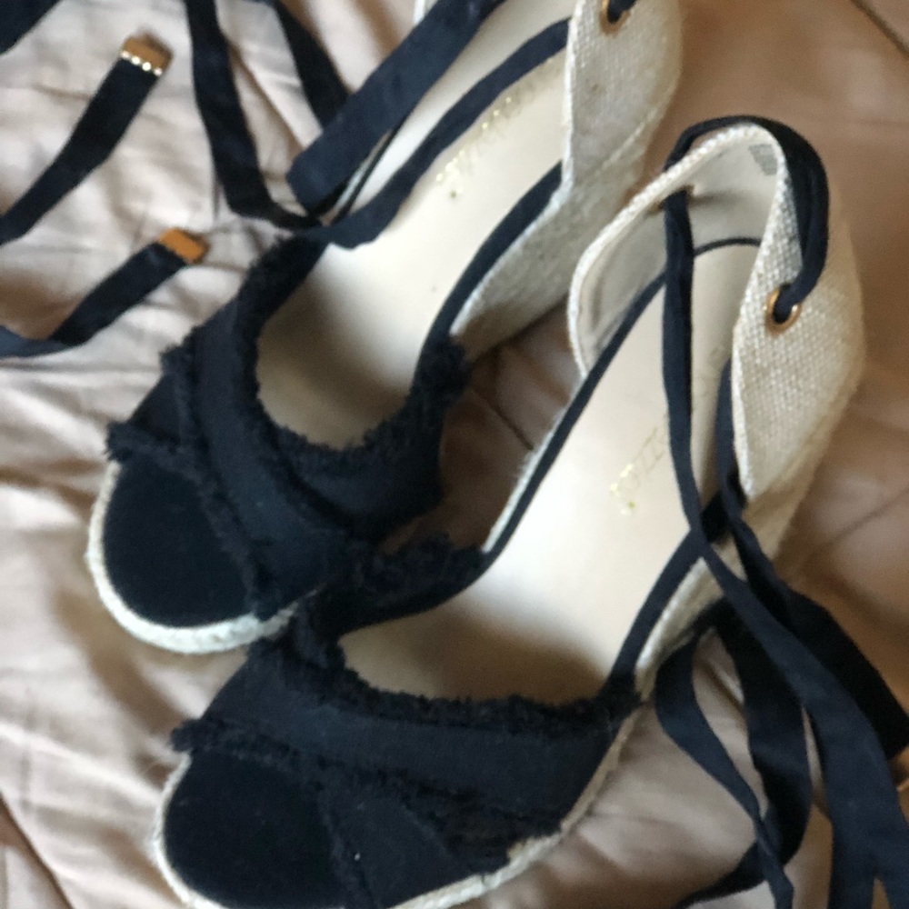 NEW! Black Canvas & Jute Wrap Around Wedges